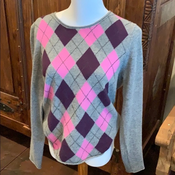 2ply cashmere argyle GUC ❤️ 💜 - Picture 1 of 5